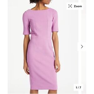 Boden Kaia Ottoman Dress Lilac Purple Textures Sheath Spring 6P Cotton Blend